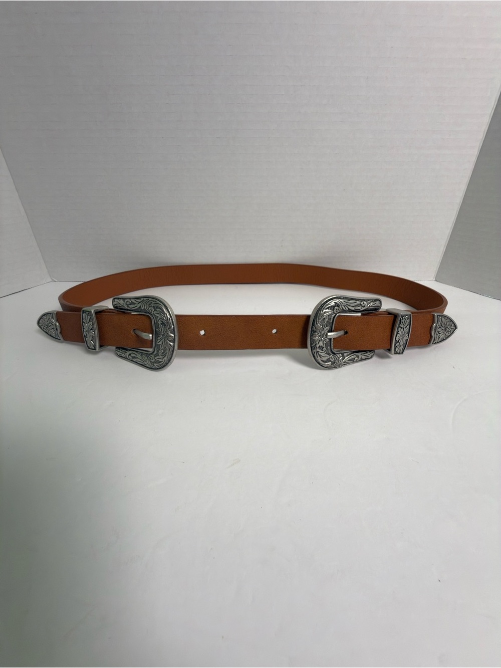 Women’s Double Buckle Tan Western Belt Sz S